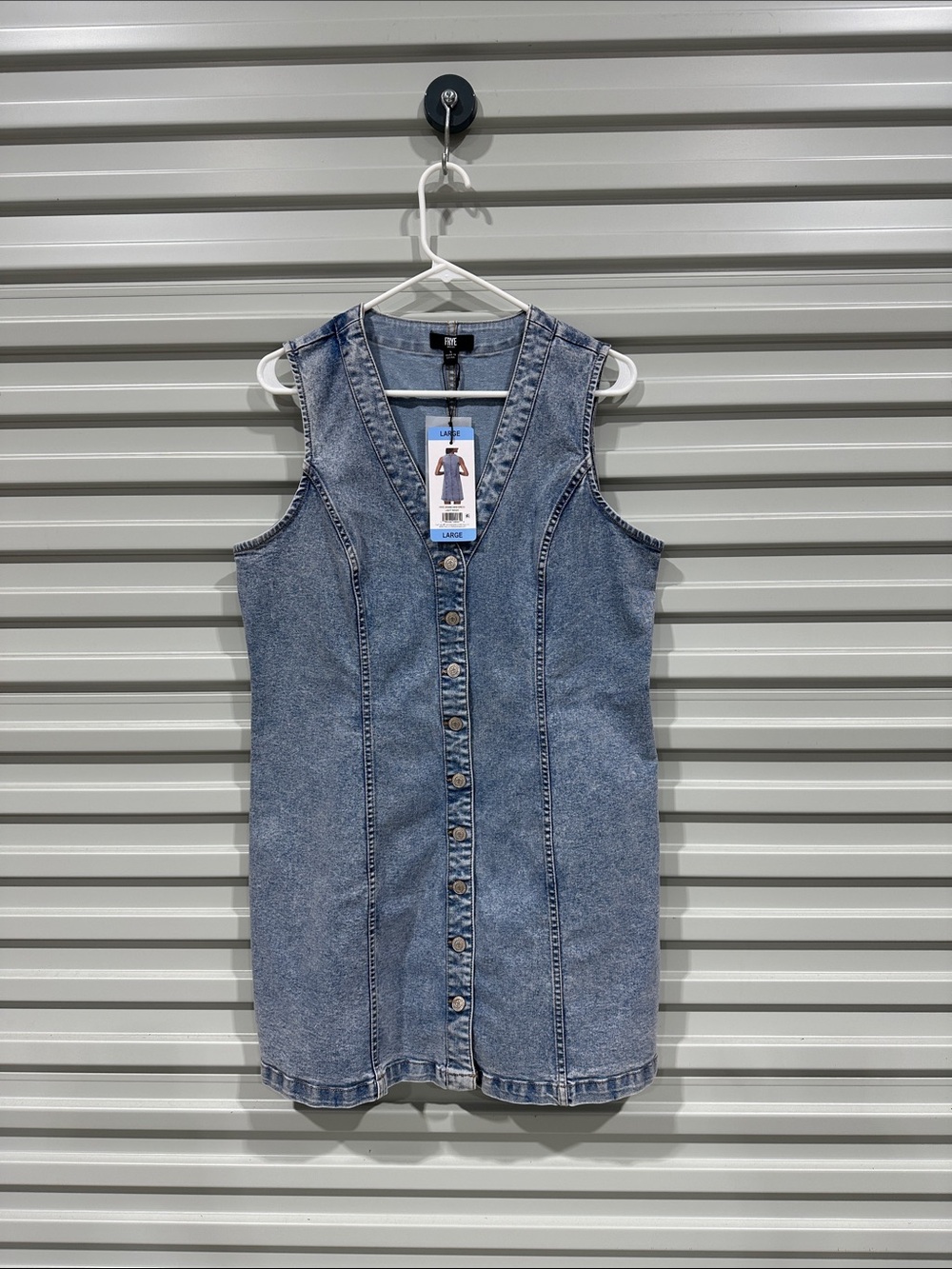 Frye Light Blue Sleeveless Denim Button-Front Dress